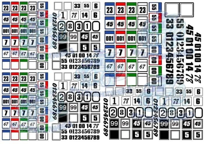Square Race Number - Waterslide Decals – 1:64 to 1:18 Scale - Image 1